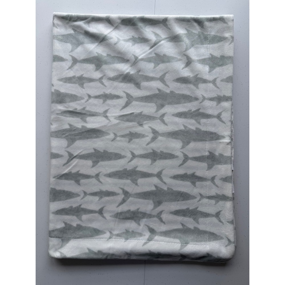 Lila & Jack New York Baby Blanket Gray Shark Stripe Print Velour Soft Lovey